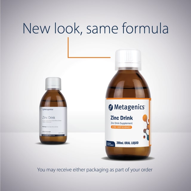Alt Text: Metagenics Zinc Drink 200ml Liquid 10% off RRP at HealthMasters Metagenics New Look