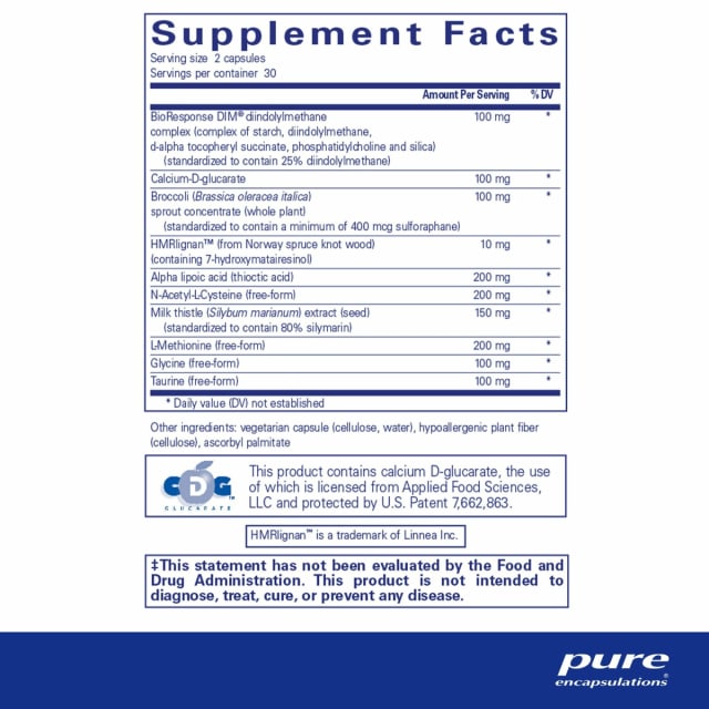 Pure Encapsulations DIM Detox 10% off RRP at HealthMasters Pure Encapsulations Facts