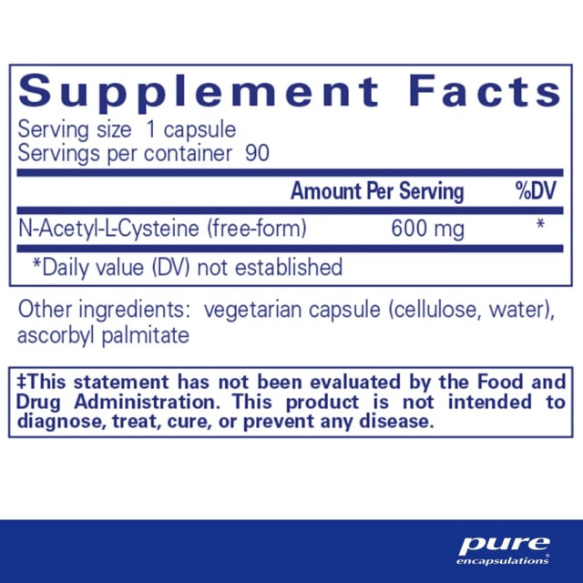 Pure Encapsulations NAC 600mg Caps 10% off RRP at HealthMasters Pure EncapsulationsIngredients