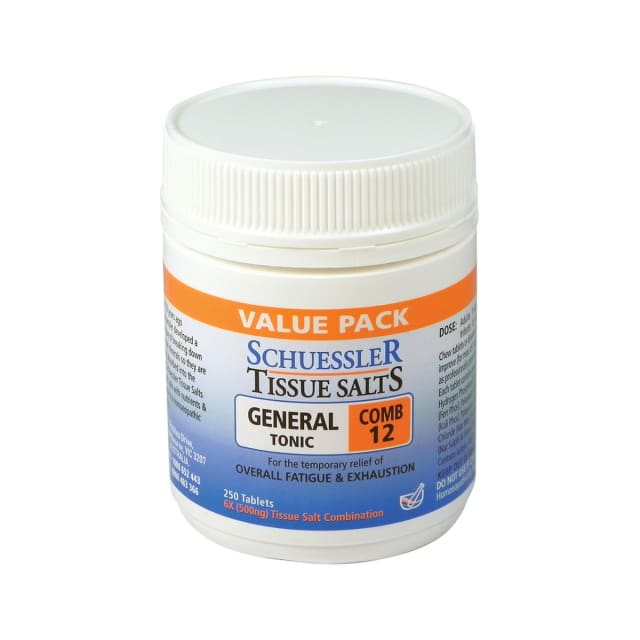 Schuessler Tissue Salts Comb 12 General Tonic 250 Tablets 10% off RRP at HealthMasters Schuessler Tissue Salts