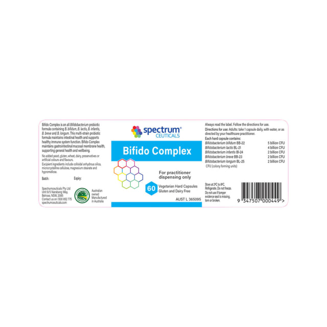 Spectrumceuticals Bifido Complex 10% off RRP at HealthMasters Spectrumceuticals Label