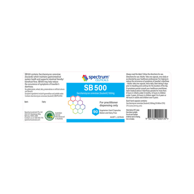 Spectrumceuticals SB 500 10% off RRP at HealthMasters Spectrumceuticals Label