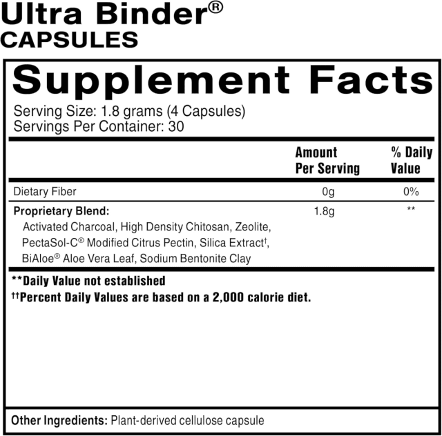 Quicksilver Scientific Ultra Binder 120 Capsules 10% off RRP at HealthMasters Quicksilver Scientific Ingredients