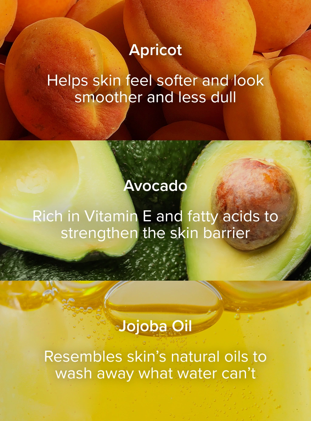Vital Skin Oils ingredients: apricot, avocado, jojoba oil