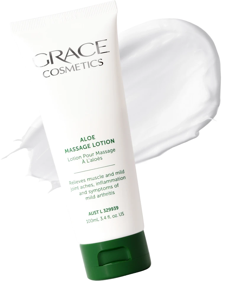 Aloe massage lotion tube with background lotion smear