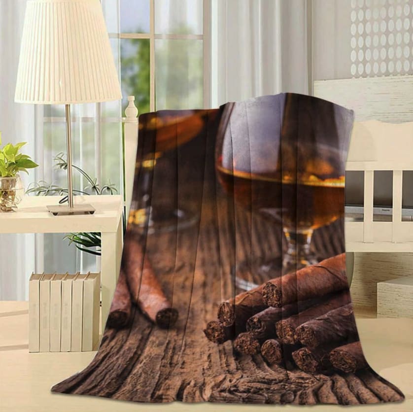 Cigars & Whiskey Throw Blanket
