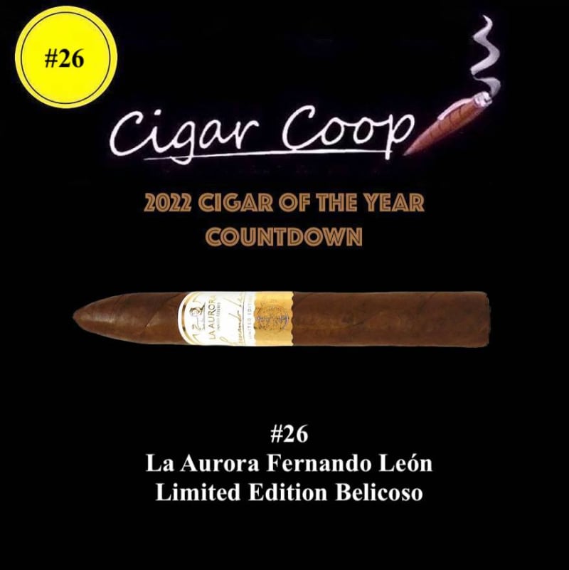 2022 Cigar of the Year Countdown (Coop’s List): #26: La Aurora Fernando León Limited Edition Belicoso Image