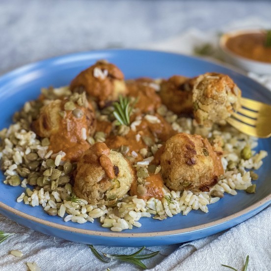 Malai Kofta Dumplings w/ Lentils & Rice 
