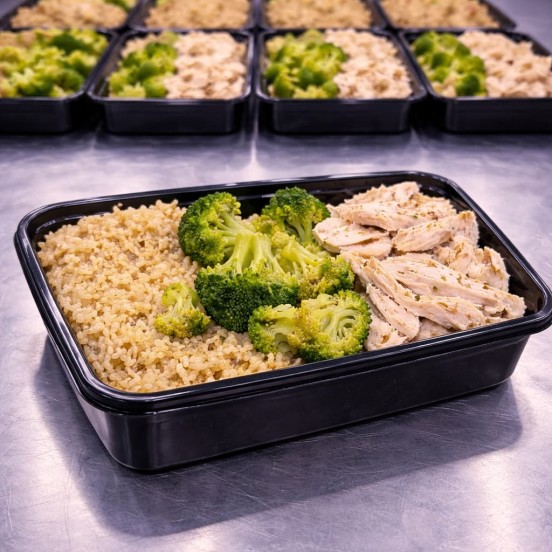 B2B Shredded Chicken, Cauliflower Rice & Broccoli