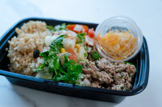 Turkey Taco Bowl w/ Brown Rice & Shredded Cheese