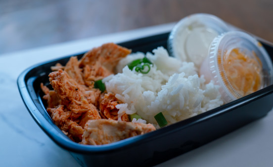 Cajun Buffalo Chicken Bowl w/ White Rice, Greek Yogurt, & Shredded Cheese