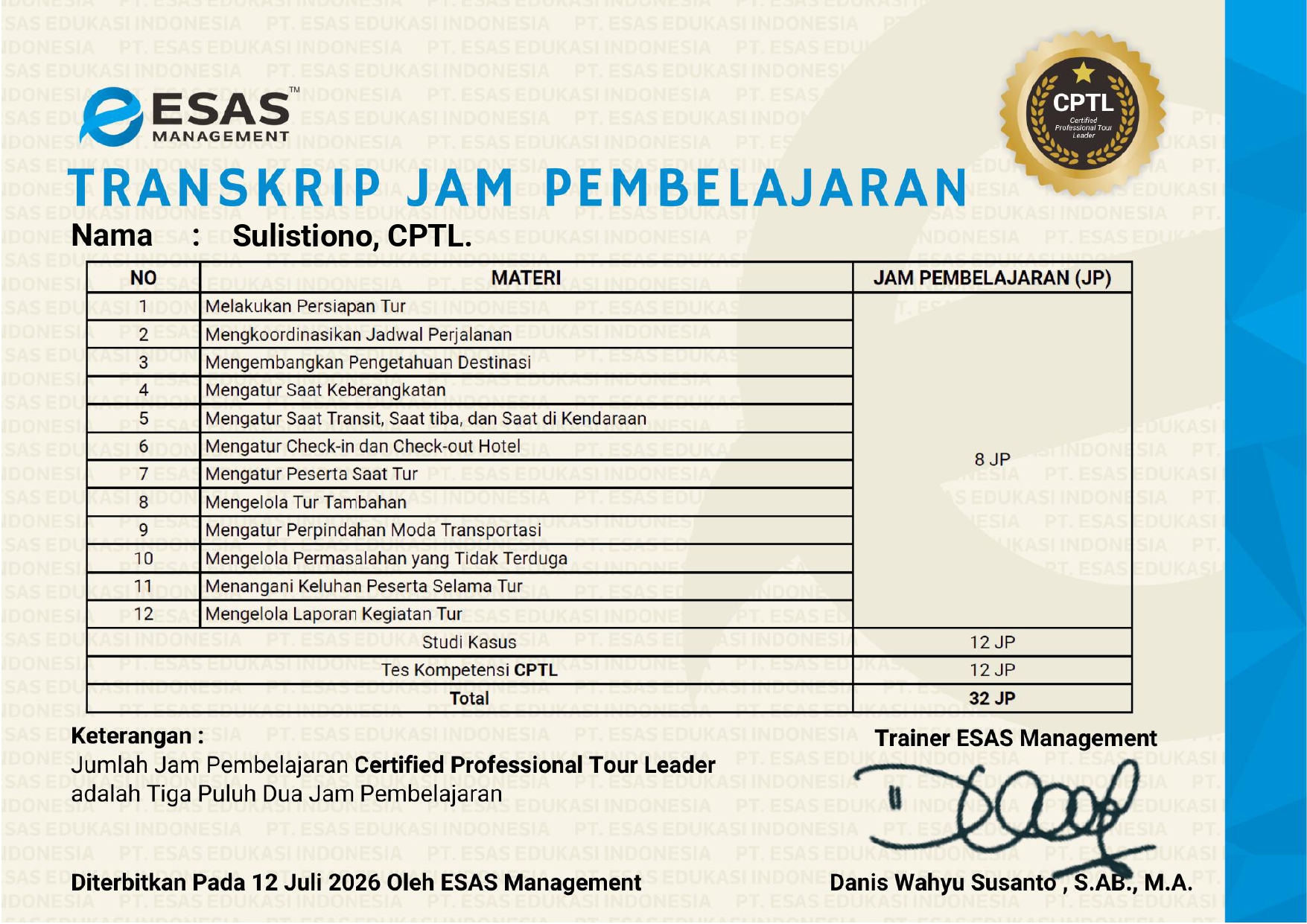 Sertifikat CPTL Sulistiono Halaman 2