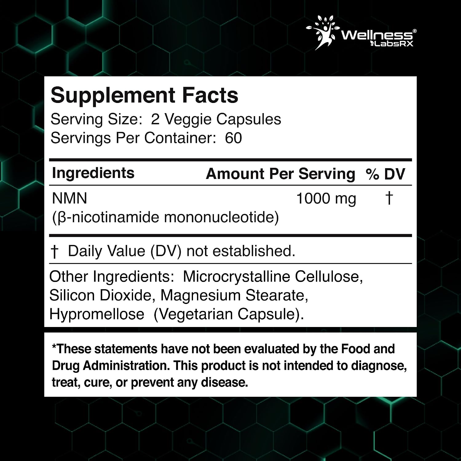 NMN Supplement 1000mg Pure Organic with Beta Nicotinamide Mononucleotide - NAD Support Formula for Cellular Energy, Healthy Aging, Vitality & Wellness – NAD Supplements for Women & Men - 120 Count — image 9 of 11