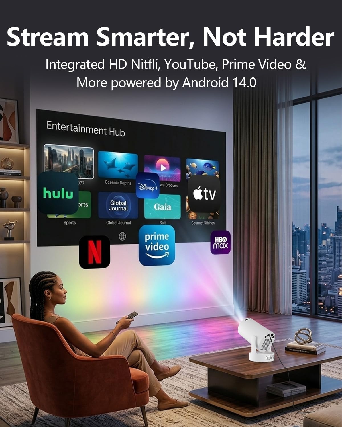 Projector with WiFi and Bluetooth, Mini Projector with Built-in App — image 2 of 9