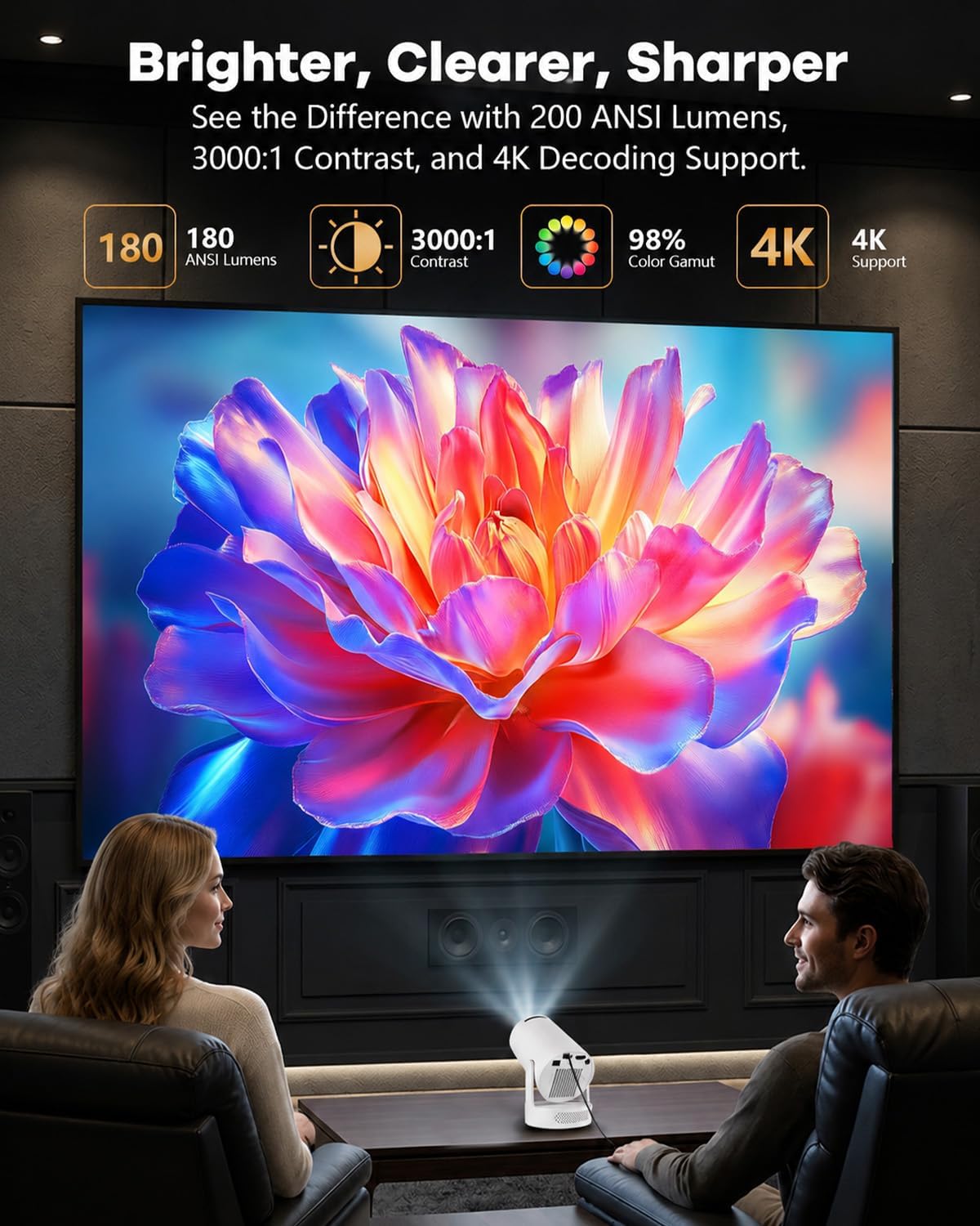 Projector with WiFi and Bluetooth, Mini Projector with Built-in App — image 4 of 9