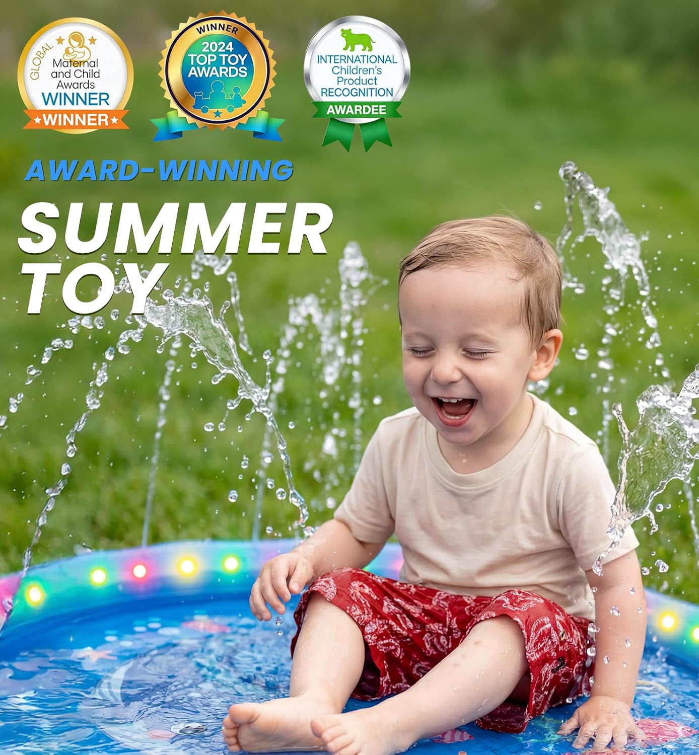 LED Splash Pad, 60" Yard Sprinkler for Kids, Toddlers & Dogs, Non-Slip — image 2 of 8