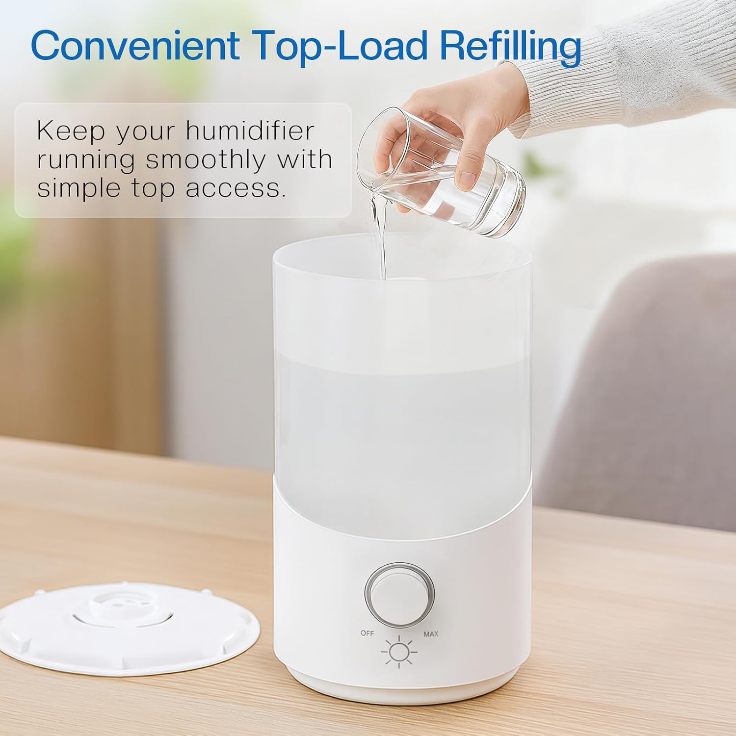 Cool Mist Humidifier for Bedroom, 3L Top Fill Ultrasonic Air Humidifier with Adjustable Knob Control, Quiet Operation, Auto Shut-Off, BPA-Free for Home, Baby, Office, Plants 3L — image 2 of 7