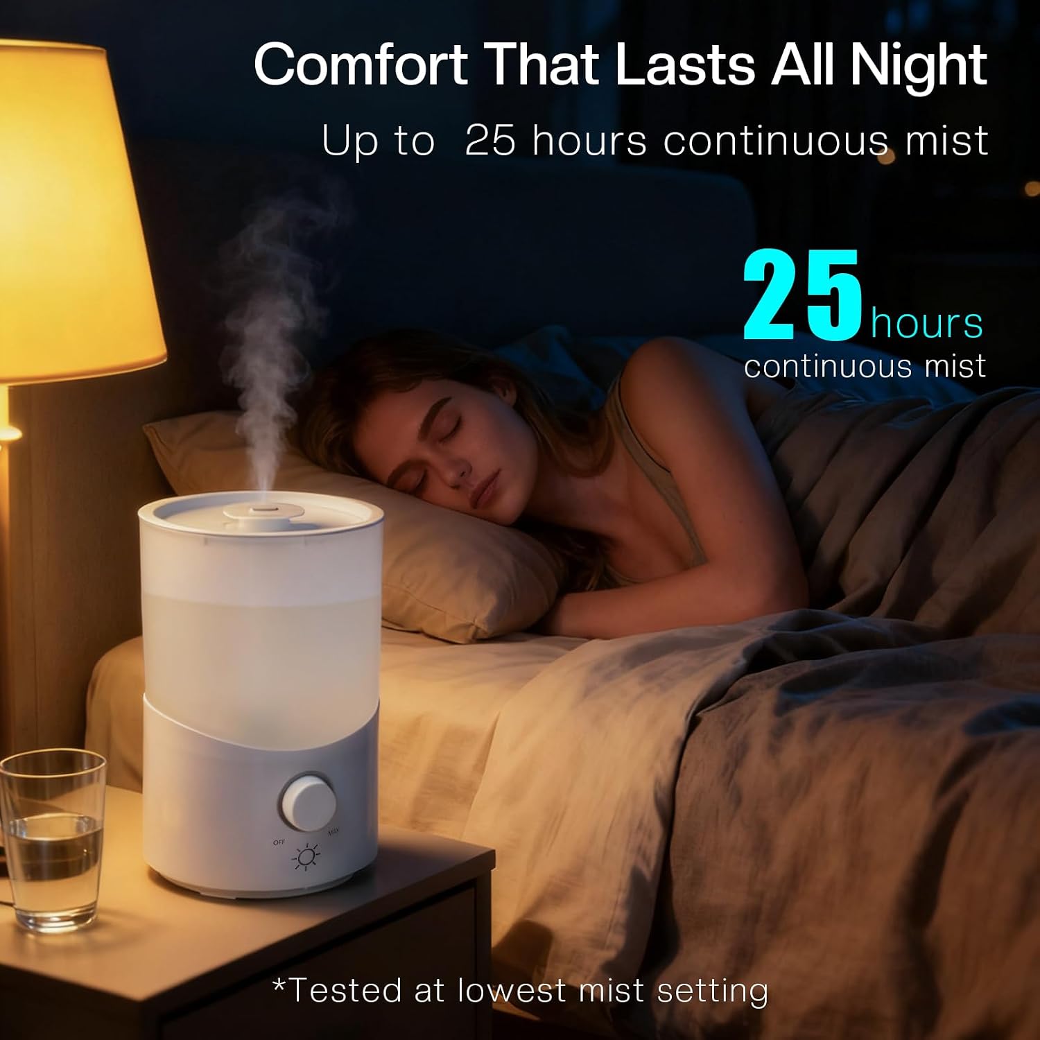 Cool Mist Humidifier for Bedroom, 3L Top Fill Ultrasonic Air Humidifier with Adjustable Knob Control, Quiet Operation, Auto Shut-Off, BPA-Free for Home, Baby, Office, Plants 3L — image 4 of 7