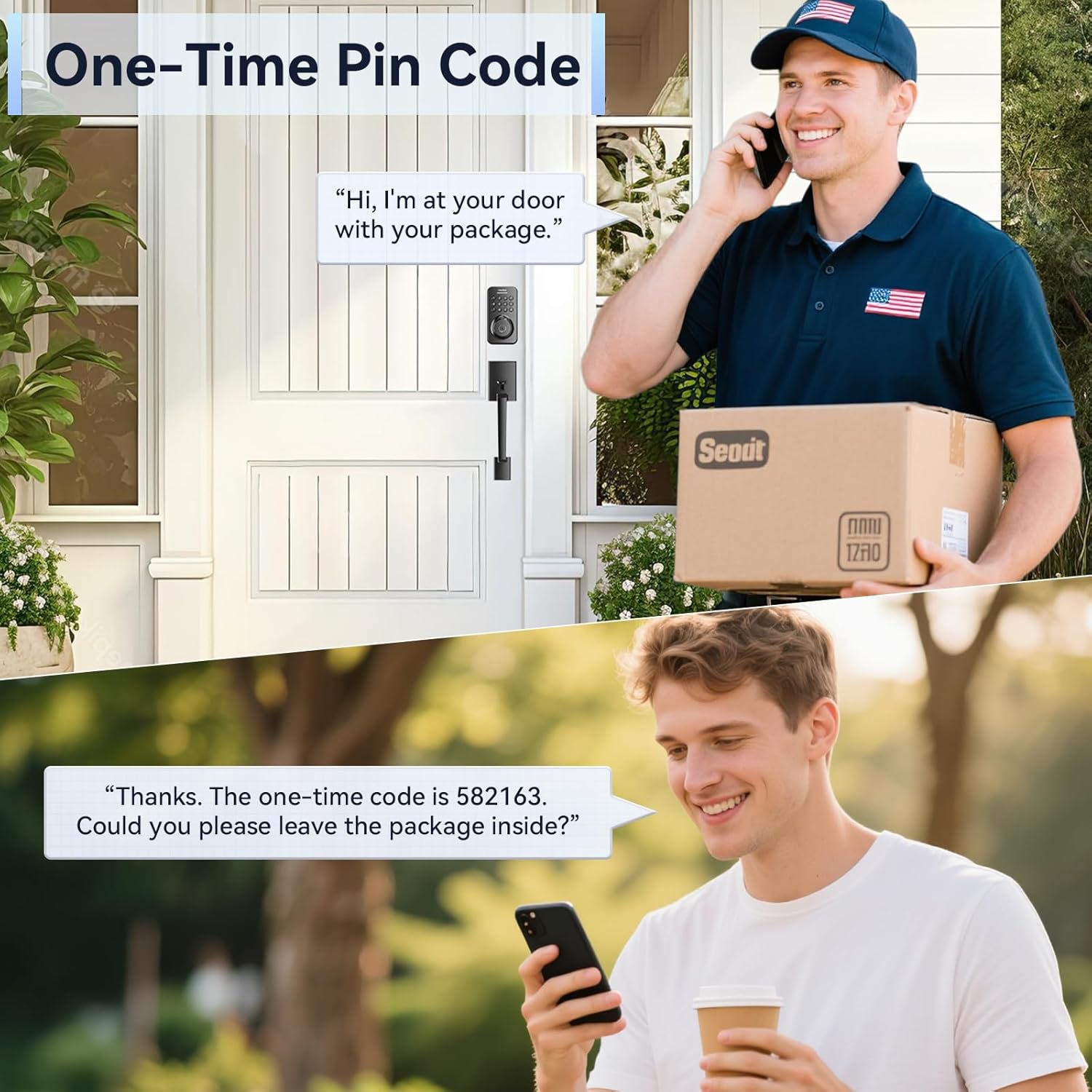 Ulecoce U68H Fingerprint Door Locks for Front Door with Handle Set, Black — image 6 of 9