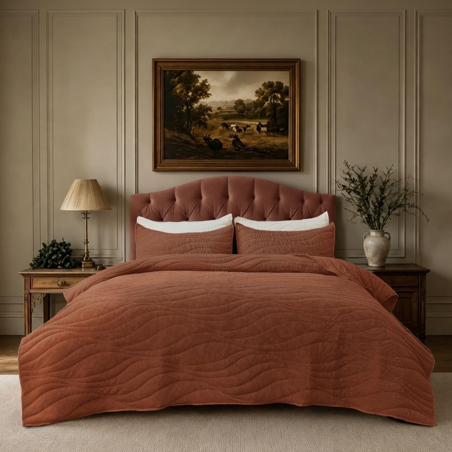Crinkle Textured Velvet Quilt Set with Shams, All-Season Luxury Modern Bedding,Easy Care Comforter,Ultra-Soft,Lightweight & Breathable, Queen, Ivory White — image 10 of 12