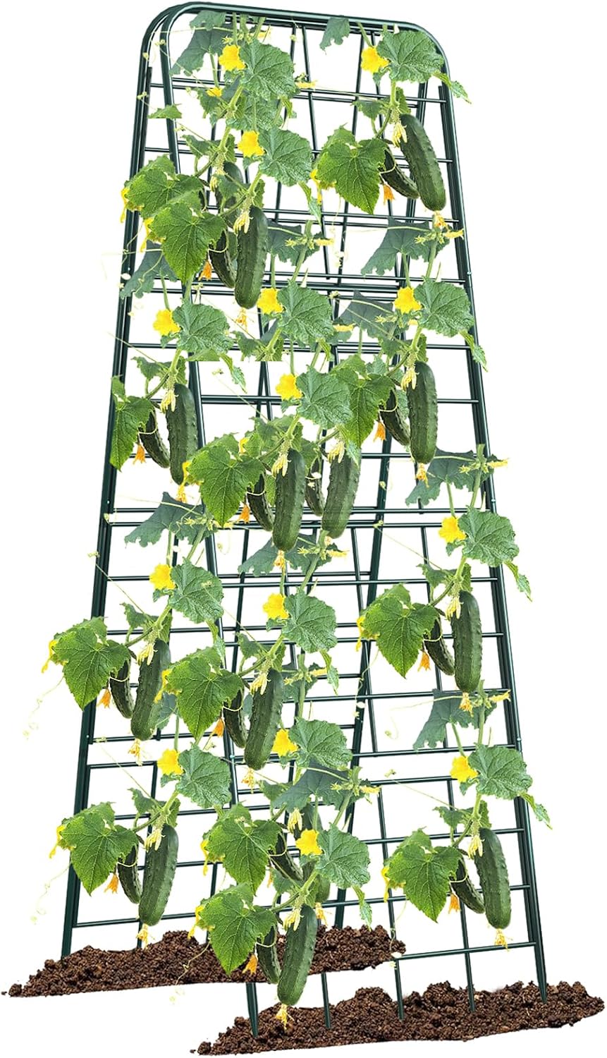 Heavy Duty 50"x17" Adjustable A-Frame Trellis for Climbing Plants – Rust-Proof Metal Garden Trellis with Dense Grid Design, Perfect for Raised Beds, Tomatoes, Cucumbers & Outdoor Vines (Black, 1 Pcs) — image 8 of 8