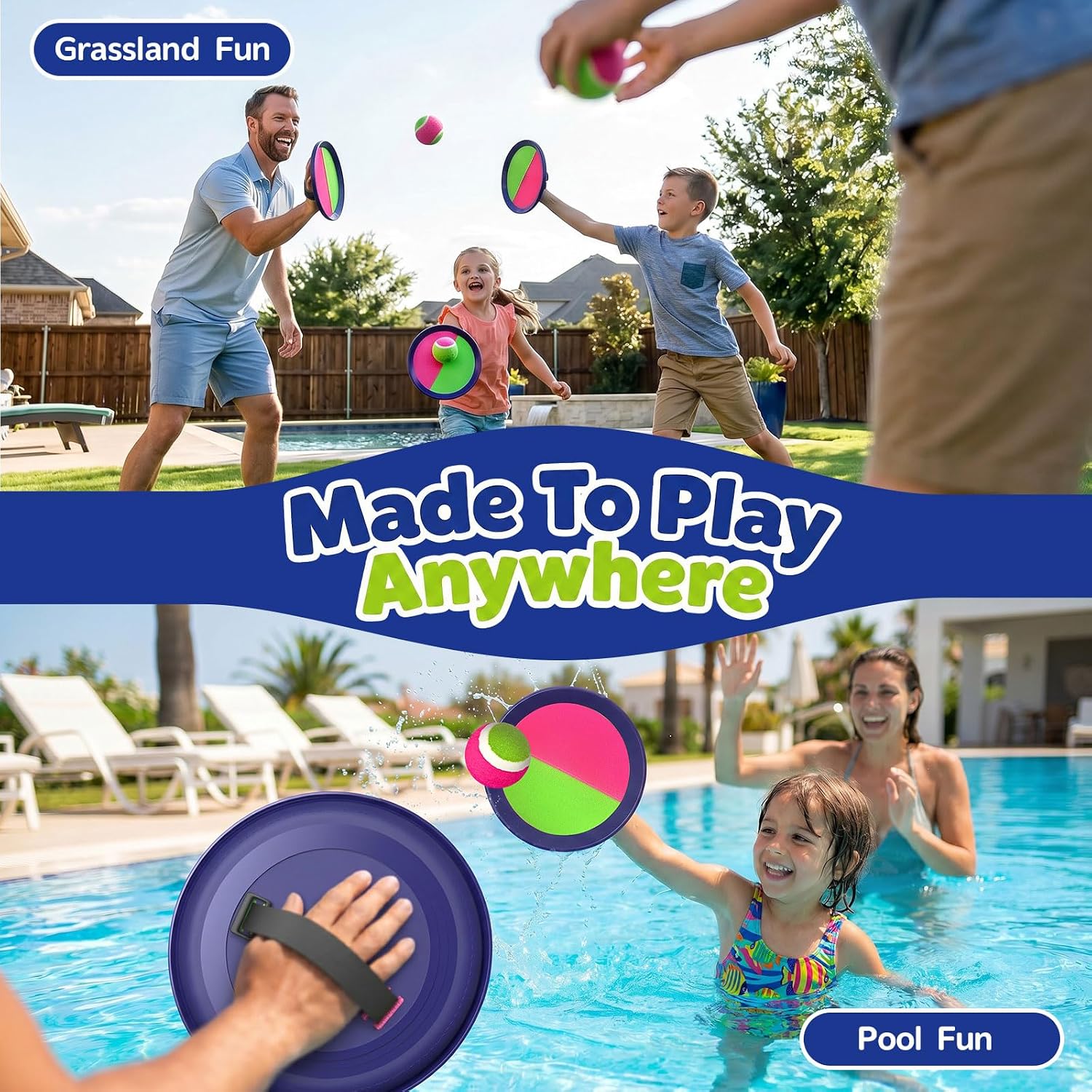 Toss and Catch Ball Set, Kids Paddle Ball Game for Outdoor Backyard Play — image 5 of 7