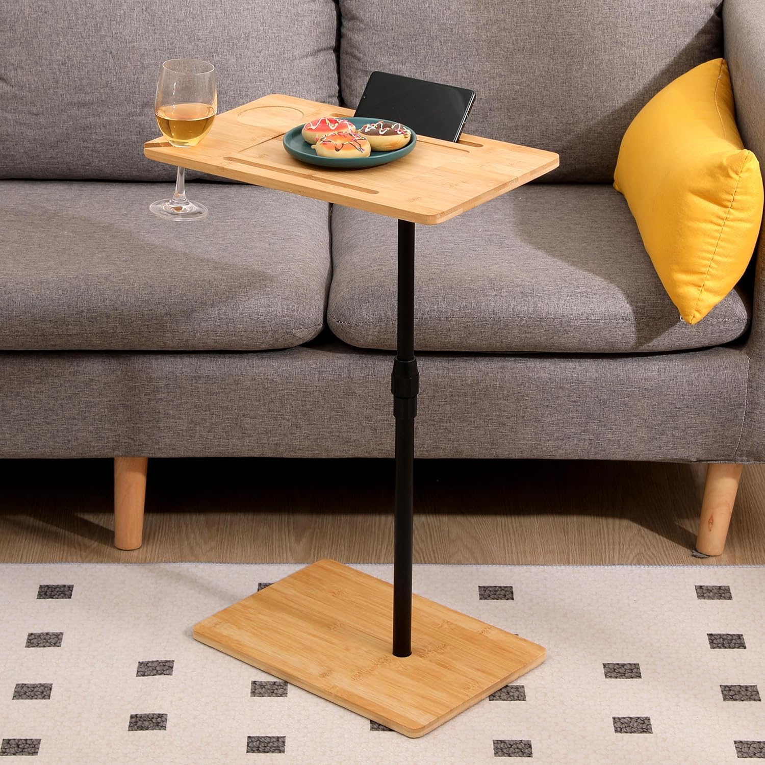 17" Durable Bamboo Modern Coffee Table, Contemporary Coffee Tables with Easy Setup, Tea Table with Practical Slots for Sofa and Living Room, Round Natural — image 10 of 10