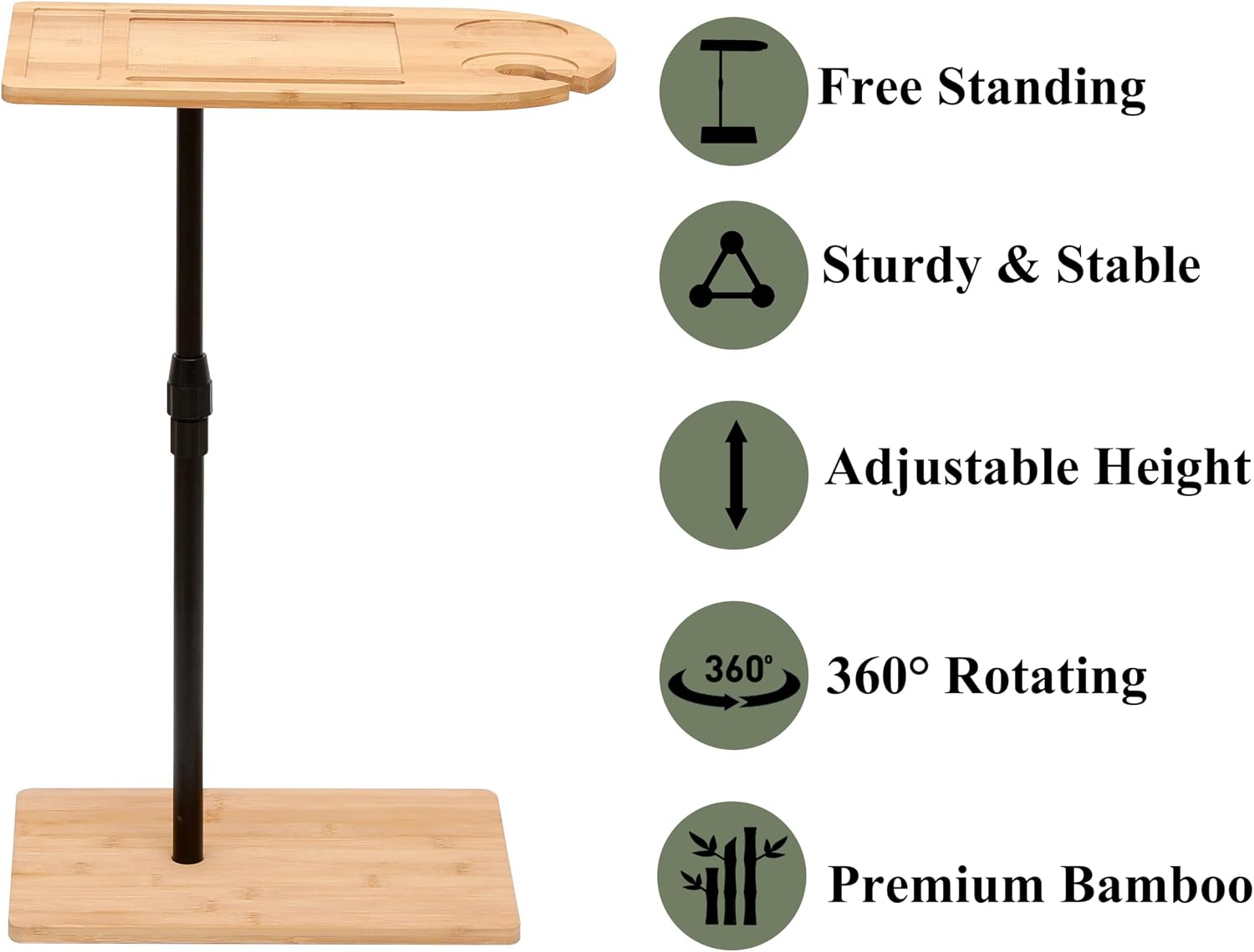 17" Durable Bamboo Modern Coffee Table, Contemporary Coffee Tables with Easy Setup, Tea Table with Practical Slots for Sofa and Living Room, Round Natural — image 5 of 10