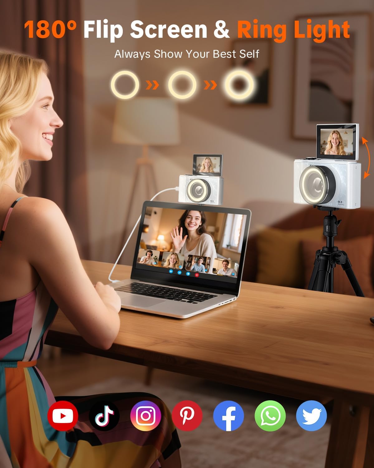 4K Digital Camera for Photography,Flip Screen Digital Camera for Kids — image 2 of 7