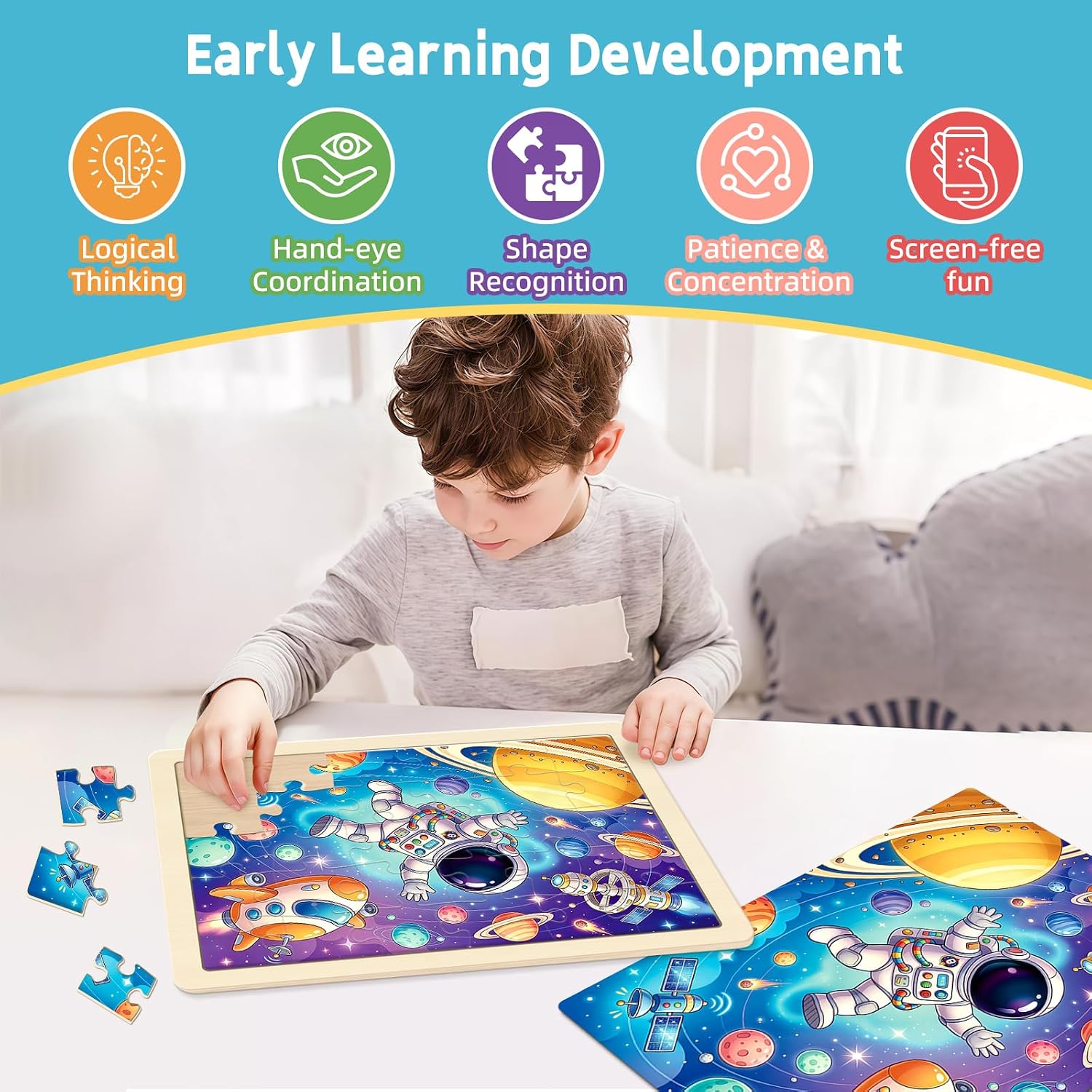 Puzzles for Kids Ages 4-6, 6-Pack 30-Piece Wooden Kids Puzzles — image 3 of 9