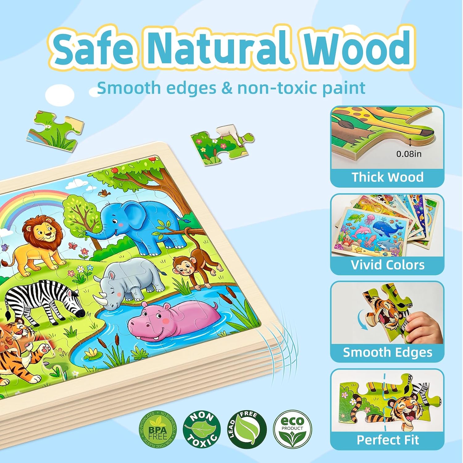 Puzzles for Kids Ages 4-6, 6-Pack 30-Piece Wooden Kids Puzzles — image 5 of 9