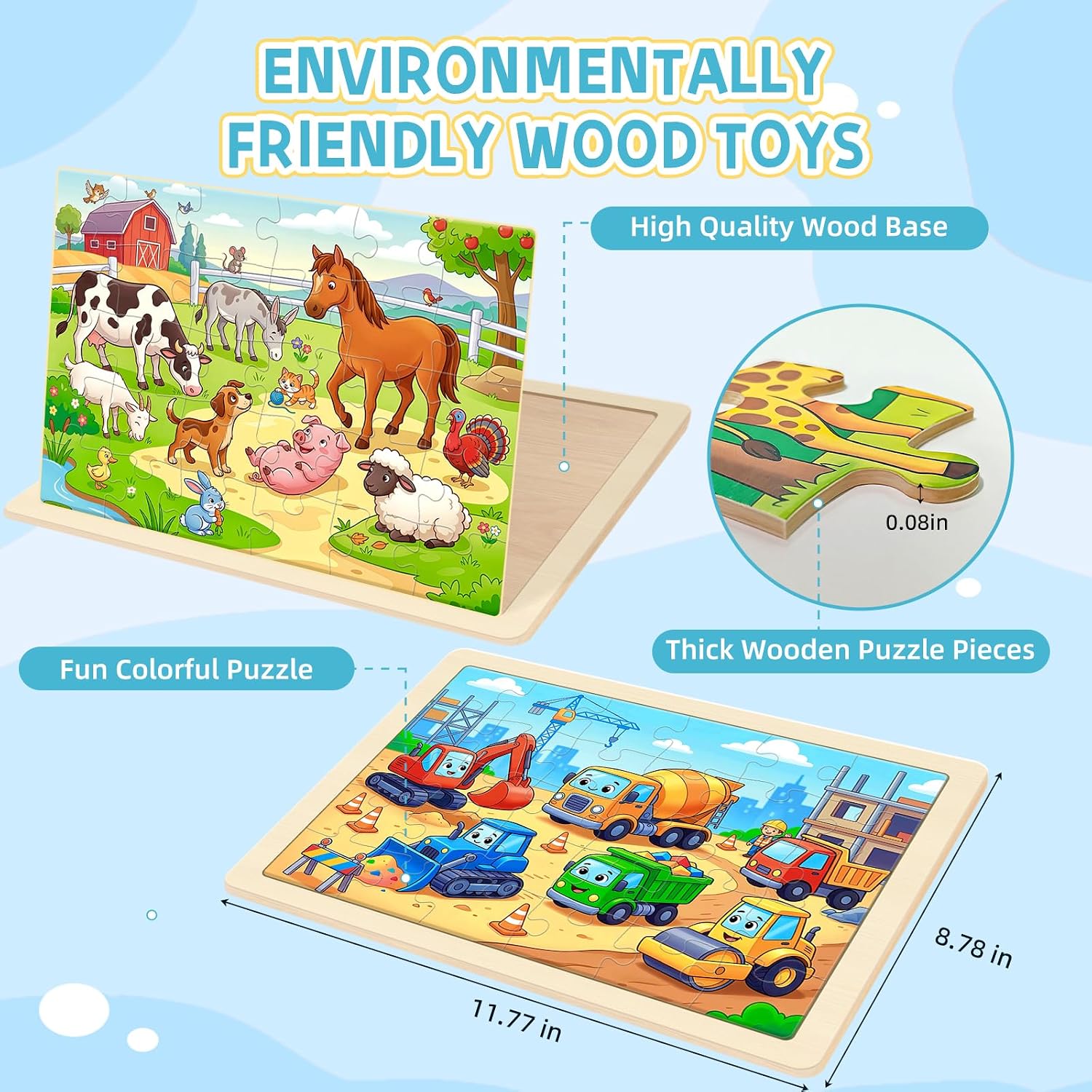 Puzzles for Kids Ages 4-6, 6-Pack 30-Piece Wooden Kids Puzzles — image 7 of 9