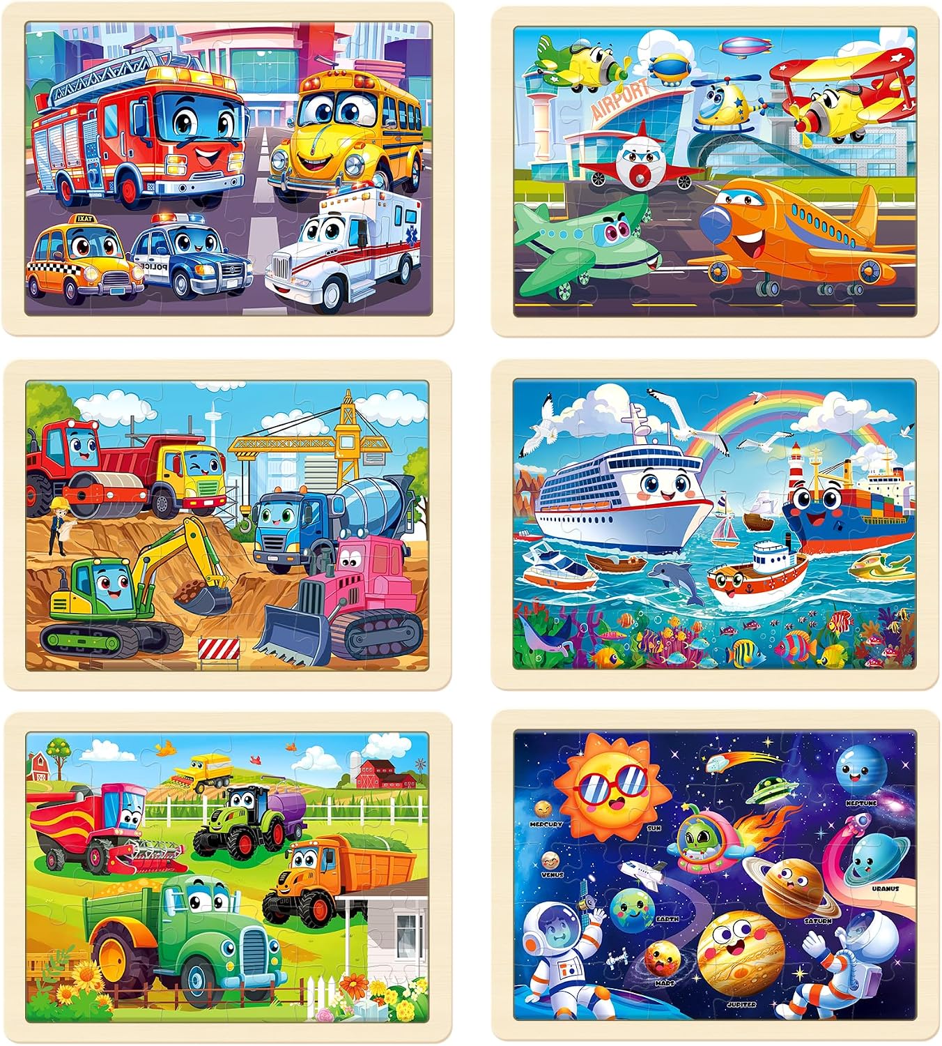 Puzzles for Kids Ages 4-6, 6-Pack 30-Piece Wooden Kids Puzzles — image 9 of 9