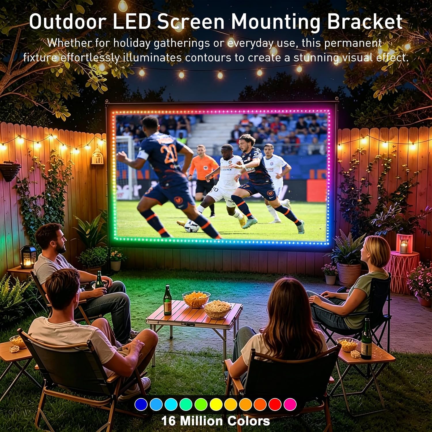 150" Portable Projector Screen with Stand and USB String Lights — image 2 of 7