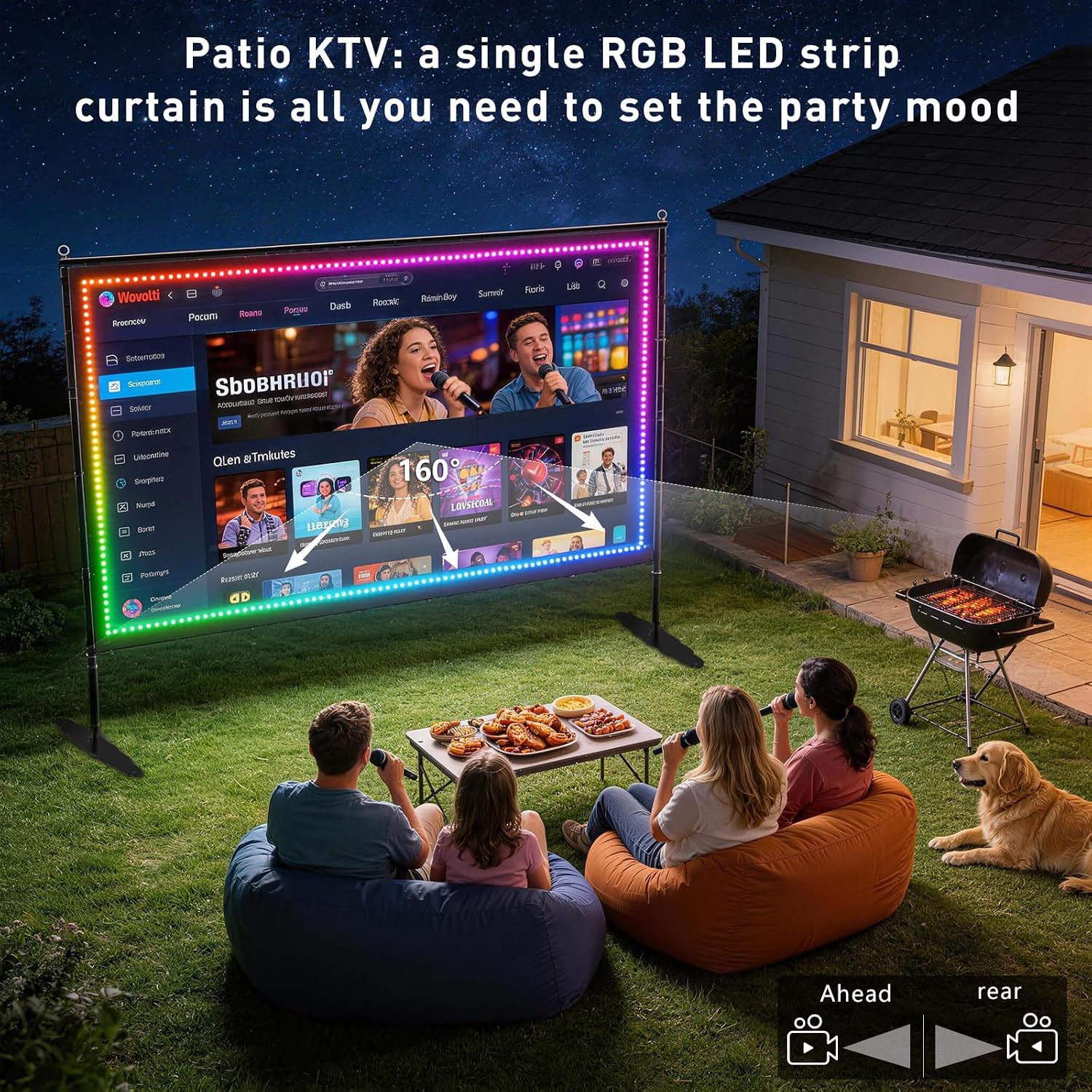 150" Portable Projector Screen with Stand and USB String Lights — image 5 of 7