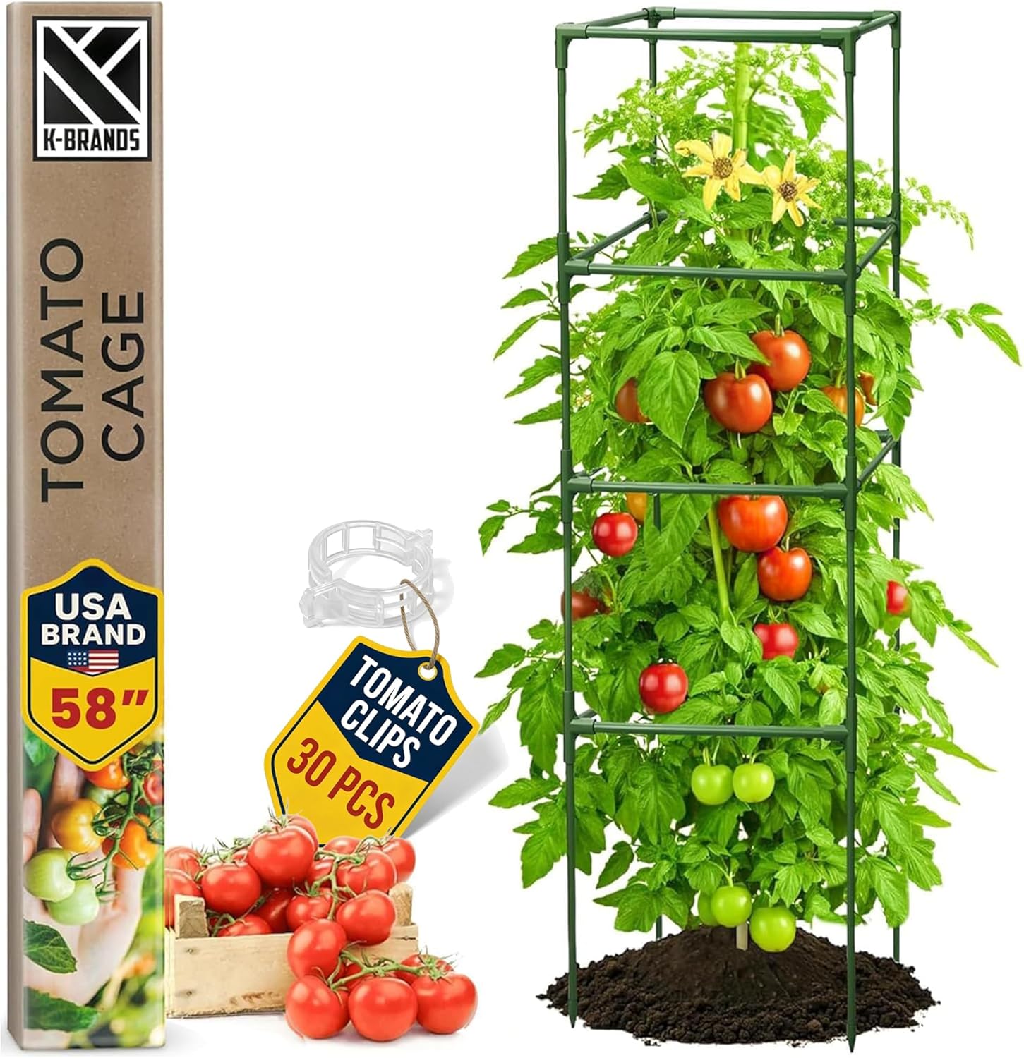 3 Pack 41" Square Tomato Cages for Garden - Large Tomato Trellis Stakes — image 12 of 12