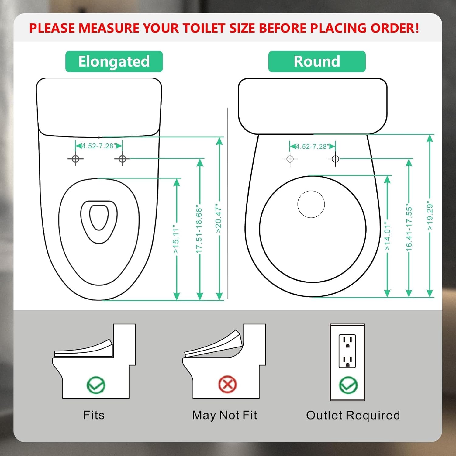Round Bidet Toilet Seat, Smart Heated Toilet Seat with Warm Water and Dryer, Soft Close Bidet Seat with Adjustable Temperature, Stainless Steel Nozzle — image 6 of 10