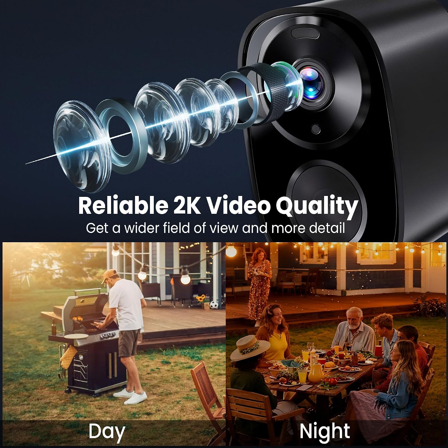 2026 Enhanced 2K UHD Security Cameras Wireless Outdoor – Free Cloud & SD Storage, Dual-Band WiFi 2.4G/5G, Full-Color Night Vision, 6-Month Battery, Motion Alerts, IP66 Weatherproof, 2-Way Talk — image 2 of 8
