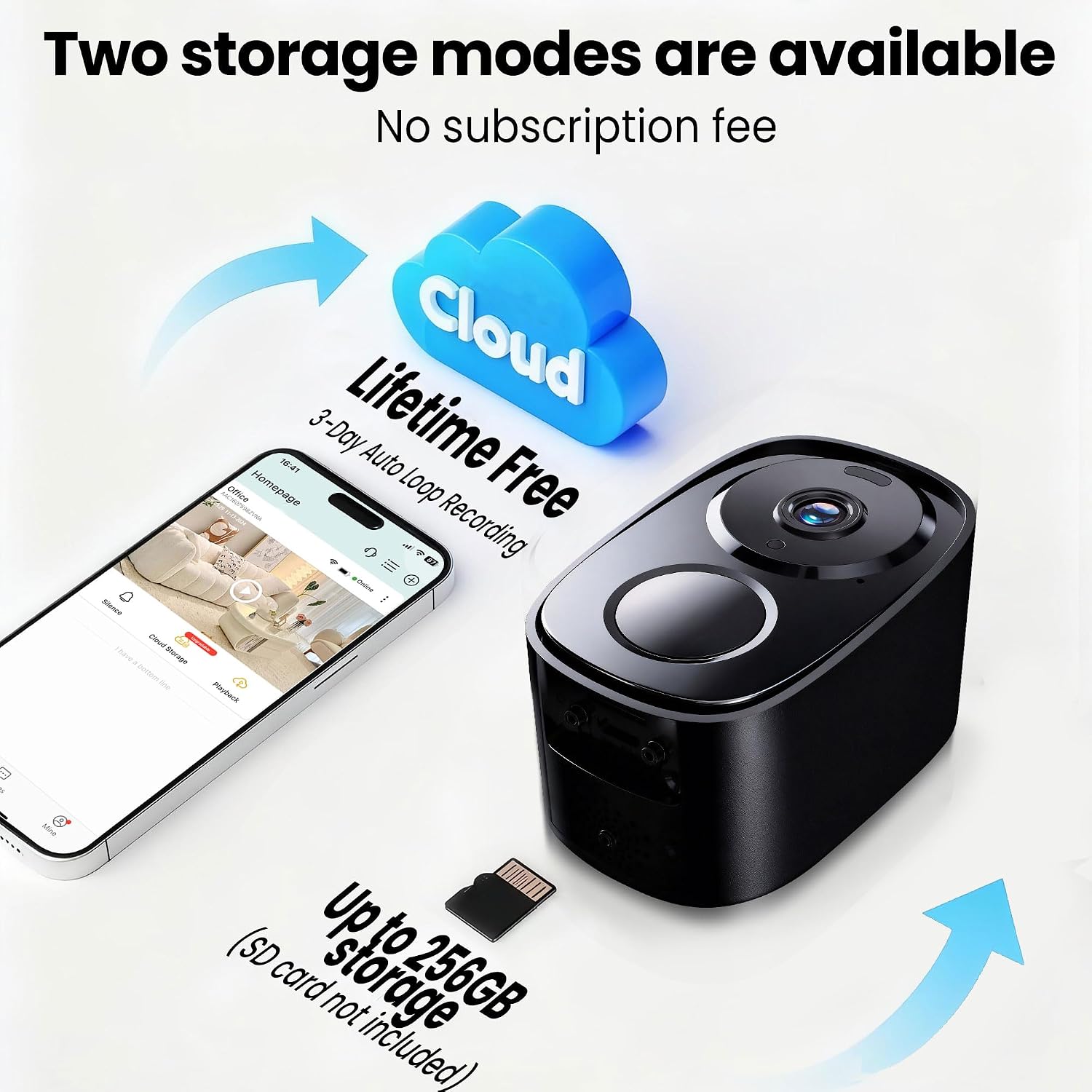 2026 Enhanced 2K UHD Security Cameras Wireless Outdoor – Free Cloud & SD Storage, Dual-Band WiFi 2.4G/5G, Full-Color Night Vision, 6-Month Battery, Motion Alerts, IP66 Weatherproof, 2-Way Talk — image 3 of 8