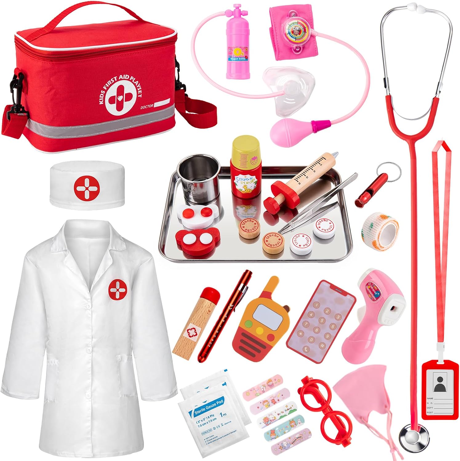 Doctor Kit for Kids Ages 3+, 34 Pcs Pretend Play Toys
