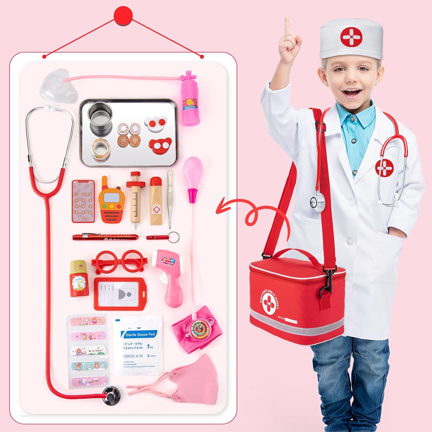 Doctor Kit for Kids Ages 3+, 34 Pcs Pretend Play Toys — image 4 of 7