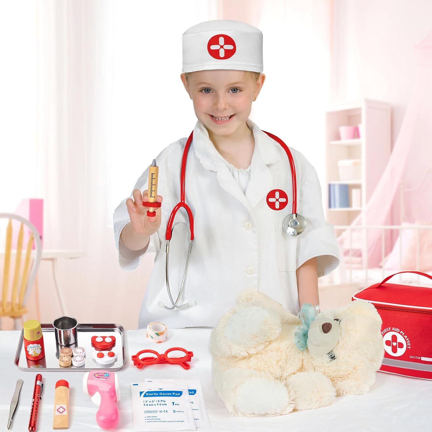 Doctor Kit for Kids Ages 3+, 34 Pcs Pretend Play Toys — image 5 of 7