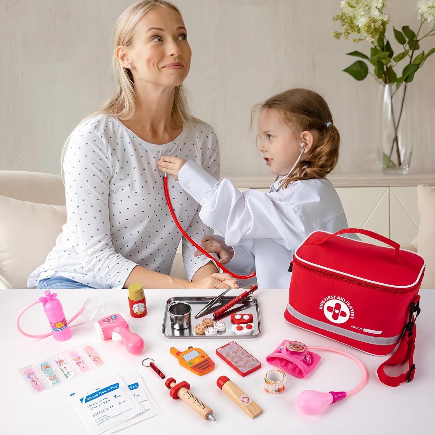 Doctor Kit for Kids Ages 3+, 34 Pcs Pretend Play Toys — image 6 of 7