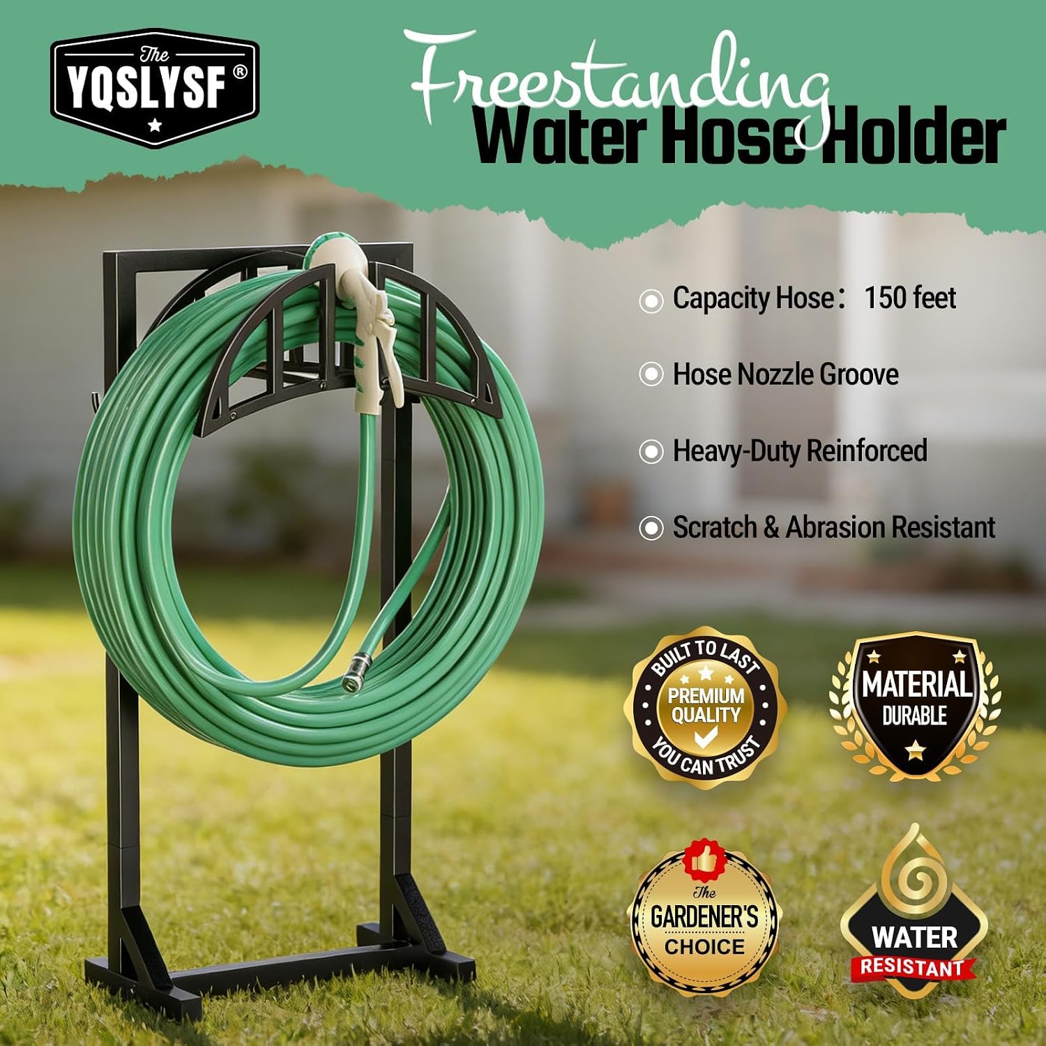 Garden Hose Holder Stand, Water Hose Reel Storage Rack — image 2 of 11