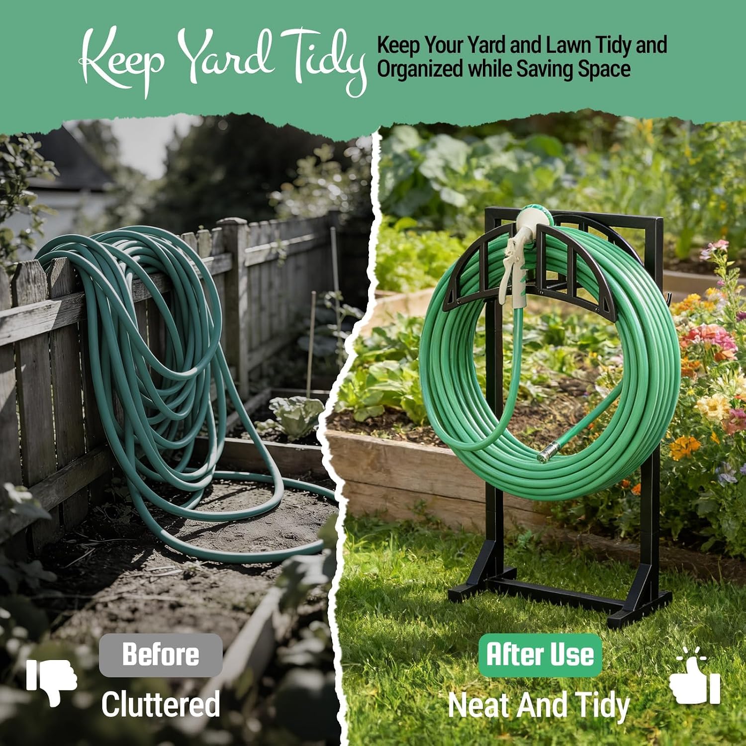 Garden Hose Holder Stand, Water Hose Reel Storage Rack — image 5 of 11