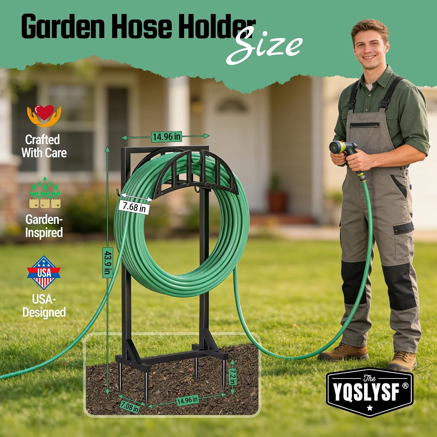 Garden Hose Holder Stand, Water Hose Reel Storage Rack — image 6 of 11
