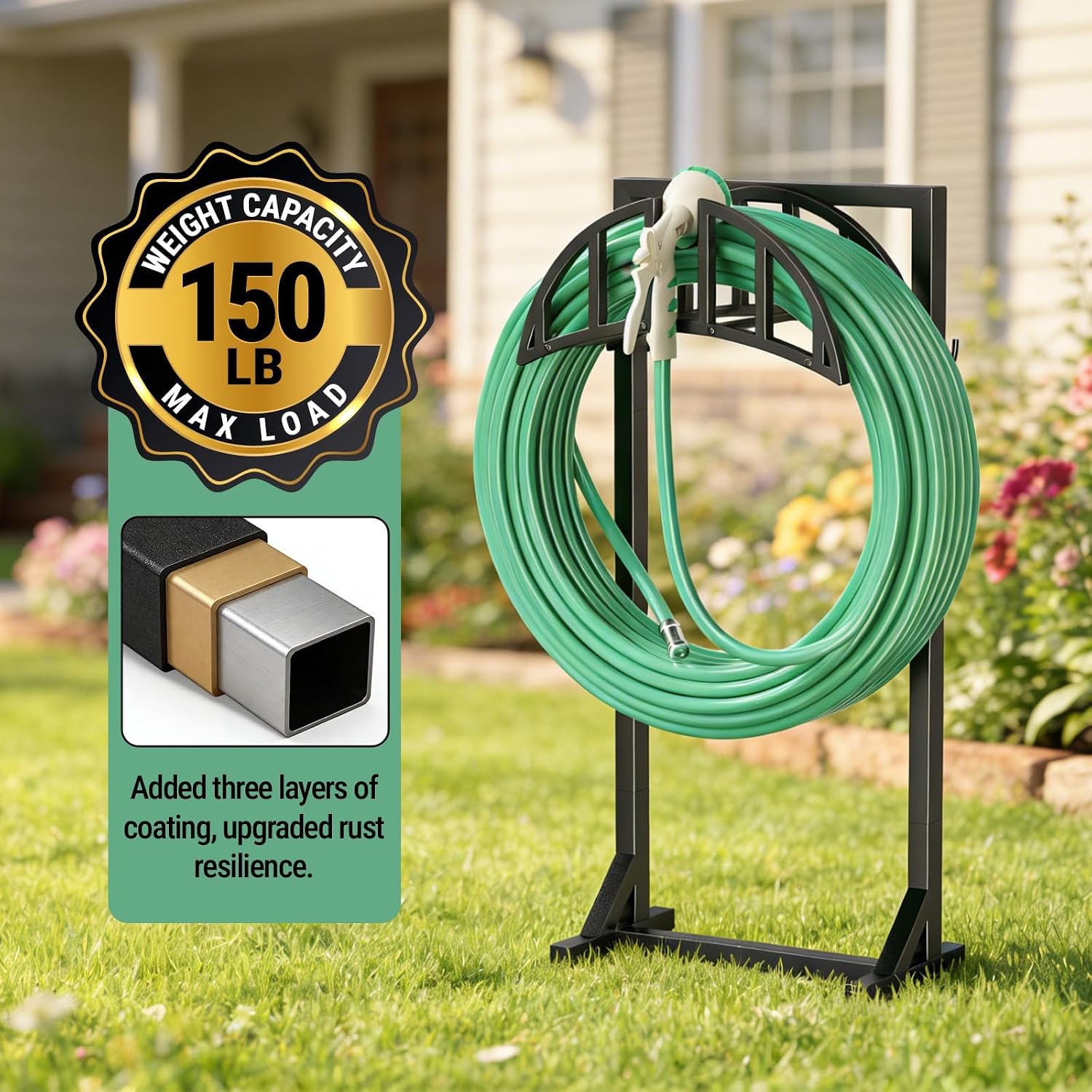 Garden Hose Holder Stand, Water Hose Reel Storage Rack — image 7 of 11
