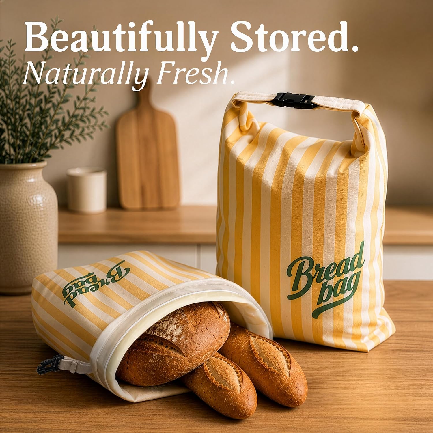 Beeswax Bread Bags for Sourdough & Homemade Bread, Reusable Cotton Storage — image 2 of 6