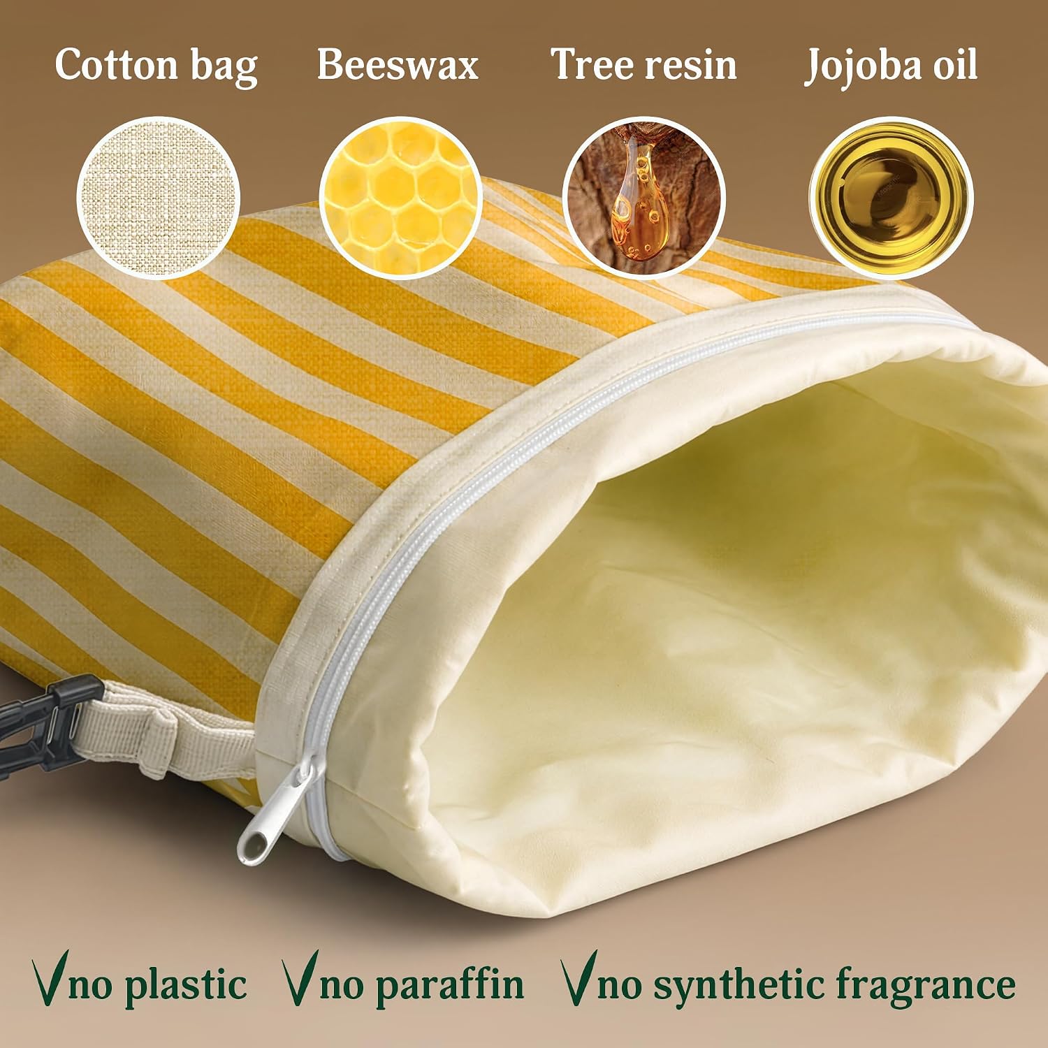 Beeswax Bread Bags for Sourdough & Homemade Bread, Reusable Cotton Storage — image 4 of 6