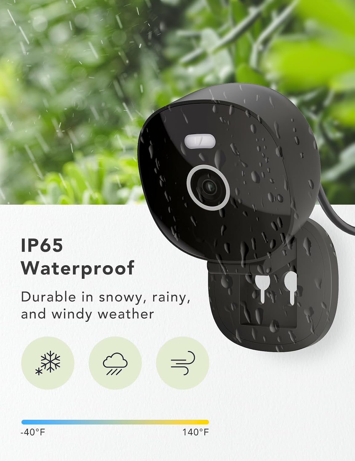 2K Wired Security Camera, Indoor/Outdoor for Home, Pet, Baby, Nanny, IP65 Waterproof Color Night Vision, White Light & Siren, Recording, Motion Detection, Works with Alexa,Pulg in, Black-4P — image 3 of 7